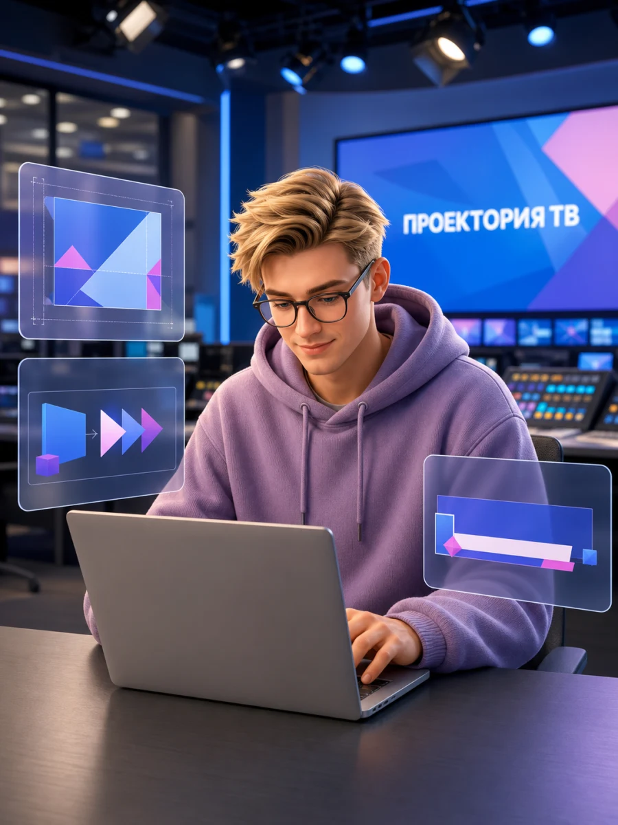 Иллюстрация профессии «Бродкаст-дизайнер»