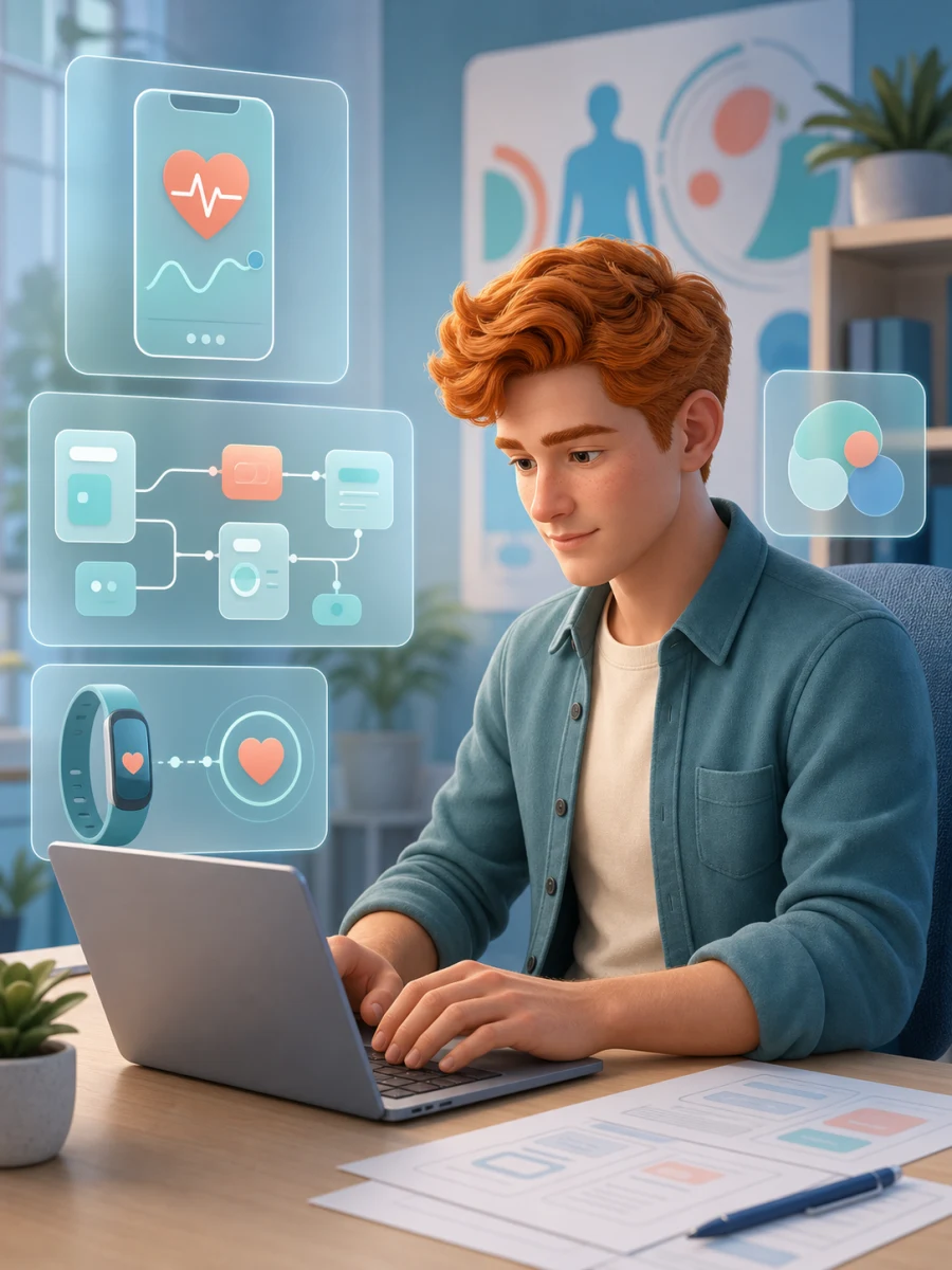 Иллюстрация профессии «Разработчик приложений для здоровья»