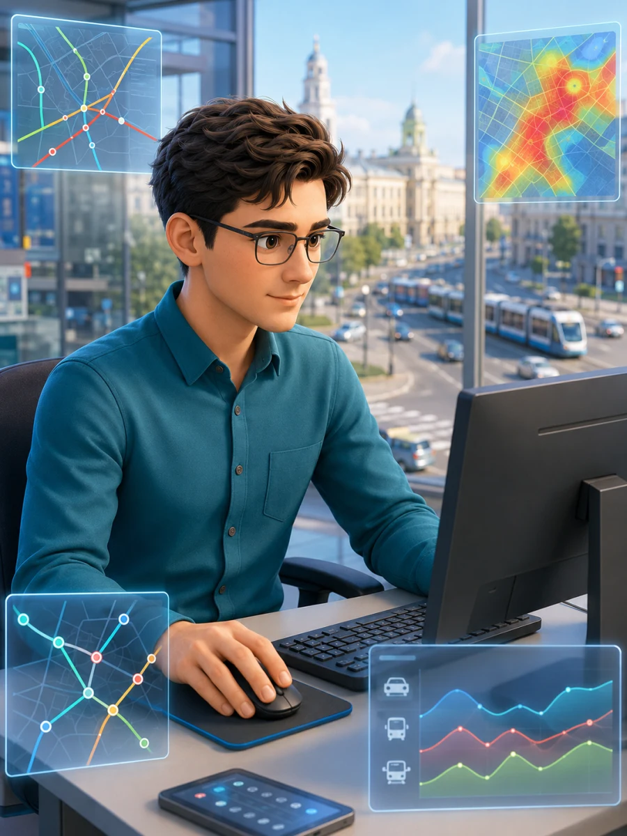 Иллюстрация профессии «Транспортный data-аналитик»