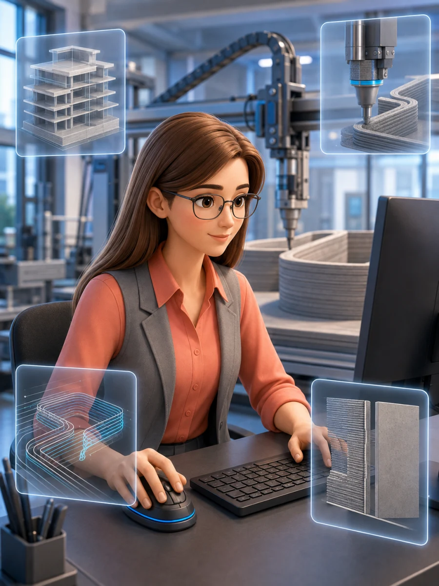 Иллюстрация профессии «Проектировщик 3D-печати в строительстве»